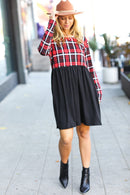 Holiday Plaid Twofer Babydoll Dress (Open Pack)