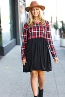 Holiday Plaid Twofer Babydoll Dress (Open Pack)