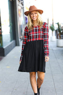 Holiday Plaid Twofer Babydoll Dress (Open Pack)