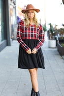 Holiday Plaid Twofer Babydoll Dress (Open Pack)