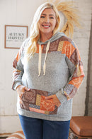 Harvest Ethnic Patchwork Print Kangaroo Pocket Hoodie (Open Pack)