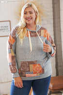 Harvest Ethnic Patchwork Print Kangaroo Pocket Hoodie (Open Pack)