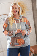 Harvest Ethnic Patchwork Print Kangaroo Pocket Hoodie (Open Pack)