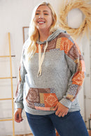 Harvest Ethnic Patchwork Print Kangaroo Pocket Hoodie (Open Pack)