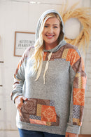 Harvest Ethnic Patchwork Print Kangaroo Pocket Hoodie (Open Pack)