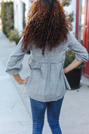 Beautiful You Dark Green Cotton Plaid Embroidered Back Button Top (Open Pack)