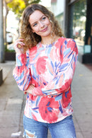 Blush Floral Brushed Hacci Sweater Top (Open Pack)