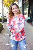 Blush Floral Brushed Hacci Sweater Top (Open Pack)