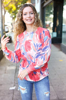 Blush Floral Brushed Hacci Sweater Top (Open Pack)