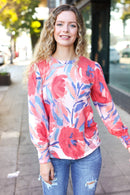 Blush Floral Brushed Hacci Sweater Top (Open Pack)