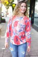 Blush Floral Brushed Hacci Sweater Top (Open Pack)