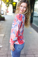 Blush Floral Brushed Hacci Sweater Top (Open Pack)