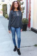 Casual Days Grey Ribbed Knit Button Down Henley Pullover (Open Pack)