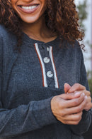 Casual Days Grey Ribbed Knit Button Down Henley Pullover (Open Pack)