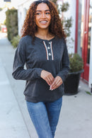 Casual Days Grey Ribbed Knit Button Down Henley Pullover (Open Pack)