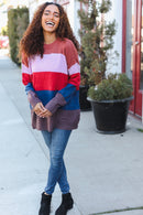 Lock Eyes Lilac Multi-Stripe Ribbed Knit Sweater Pullover (Open Pack)