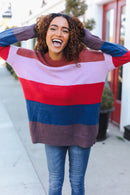Lock Eyes Lilac Multi-Stripe Ribbed Knit Sweater Pullover (Open Pack)