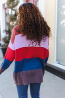 Lock Eyes Lilac Multi-Stripe Ribbed Knit Sweater Pullover (Open Pack)