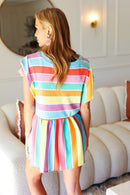 Best In Bold Multicolor Stripe Thermal Ruffle Sleeve Babydoll Top (Open Pack)