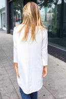 Ivory V-Neck Hacci Pocketed Top