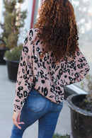 Be Bold Beige Rib Animal Print Button Placard Dolman Pullover (Open Pack)