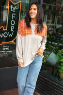 Plaid Cashmere Feel Two Tone Button Down Top (Open Pack)