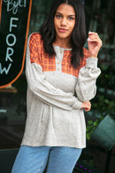 Plaid Cashmere Feel Two Tone Button Down Top (Open Pack)