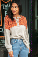 Plaid Cashmere Feel Two Tone Button Down Top (Open Pack)