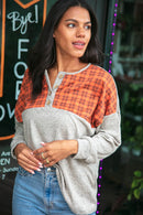Plaid Cashmere Feel Two Tone Button Down Top (Open Pack)