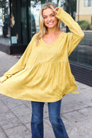 Plus Mustard Hacci Babydoll Top