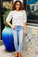 Spread Joy Ivory & Multicolor Jacquard Bubble Sleeve Sweater (Open Pack)