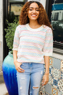 Spread Joy Ivory & Multicolor Jacquard Bubble Sleeve Sweater (Open Pack)