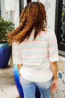 Spread Joy Ivory & Multicolor Jacquard Bubble Sleeve Sweater (Open Pack)