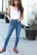Judy Blue Dark Wash Mid Rise Minimum Distressed Straight Leg Jeans (Open Pack)