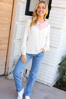 Champagne & Blush Rainbow Stripe Rib Chevron Top (Open Pack)