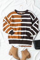 Camel & Charcoal Striped Color Block Sweater (Open Pack)