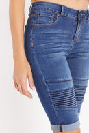 (PRE PACK) Mid Rise Moto Bermuda Denim Shorts with Roll-up Cuff ESP3040