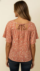 SQUARE NECK FLUTTER SLEEVE BABYDOLL TOP