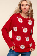 SANTA CLAUS SPARKLE BRUSHED SWEATER KNIT TOP