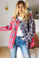 Plaid Check Solid French Terry Button Down Hooded Sweater