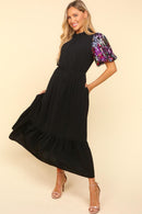 PLUS MULTI COLOR FLORAL SEQUINS MAXI DRESS