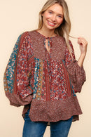 BABYDOLL OVERSIZED BOHO VINTAGE PRINT TOP