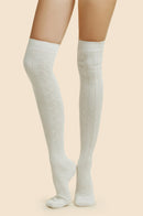 WOMEN'S CABLE OVER THE KNEE SOCKS (10024054_EGRET)