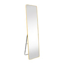 Full Length Floor Mirror with Gold Frame and Stand, 14.2 x 57.5", Free-Standing