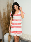 WOMEN'S SHORT SLEEVE SMOCK TIERED RUFFLE MINI DRESS