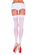 1101 6 Piece Backseam Detail, Queen Size Sheer Lace Top Stockings