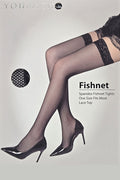 11020 Spandex Fishnet Tights Stockings â€“ Lace Top - Wholesale 6pcs