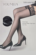 11022 Silicone Grip Thigh Highs â€“ Sheer Spandex Lace Top Stockings Wholesale 6 pcs