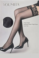 11023 Sheer Spandex Lace Top Stockings-Thigh Highs-Wholesale 6pcs