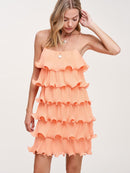 WOMEN'S SLEEVELESS RUFFLE TIERED MINI DRESS